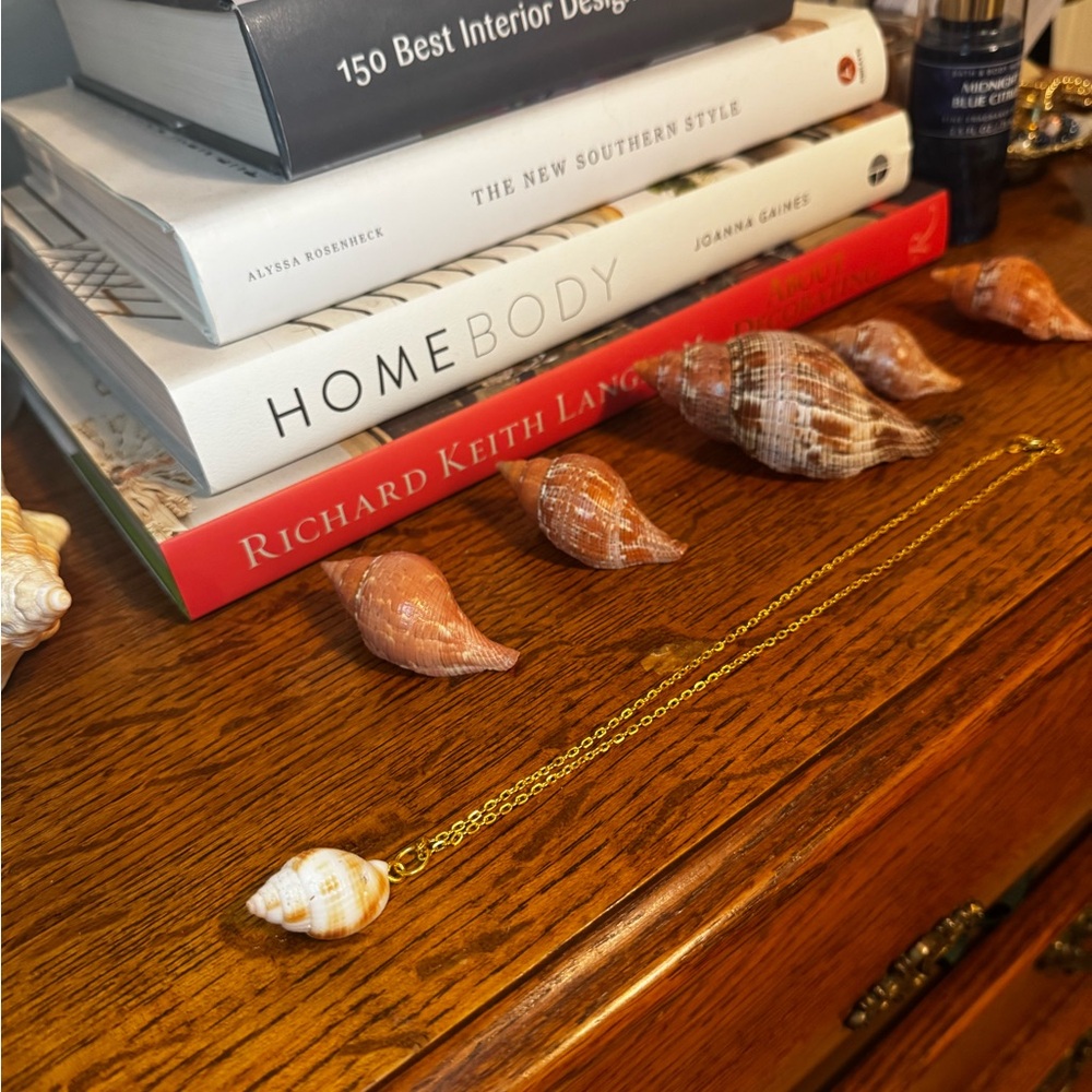 Seashell Pendant Necklace in White and brown tones